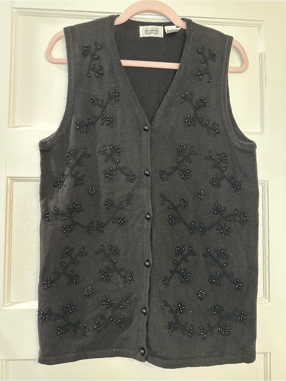 American Vintage Women’s Black Beaded Button Down Vest